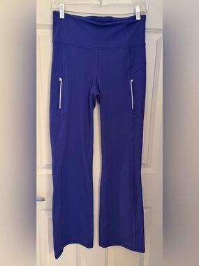 Athleta Purple Boot-Cut Flare Pants with Side Zip Pockets